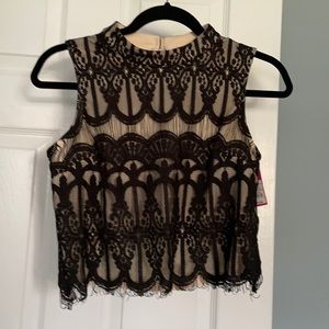 Black Lace Crop Top